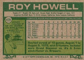1977 Topps #608 Roy Howell Back