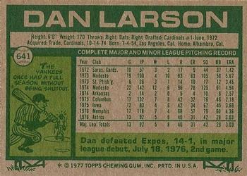 1977 Topps #641 Dan Larson Back
