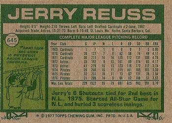 1977 Topps #645 Jerry Reuss Back
