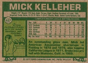 1977 Topps #657 Mick Kelleher Back