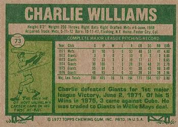 1977 Topps #73 Charlie Williams Back