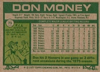 1977 Topps #79 Don Money Back