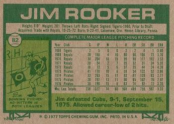 1977 Topps #82 Jim Rooker Back