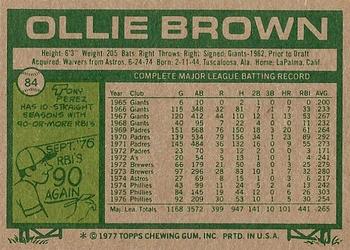 1977 Topps #84 Ollie Brown Back