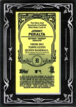 2013 Topps Gypsy Queen - Mini Relics #GQMR-JPR Jhonny Peralta Back