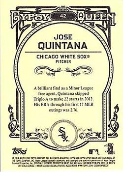 2013 Topps Gypsy Queen - Framed White #42 Jose Quintana Back
