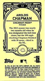 2013 Topps Gypsy Queen - Mini #12 Aroldis Chapman Back