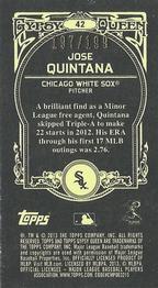 2013 Topps Gypsy Queen - Mini Black #42 Jose Quintana Back