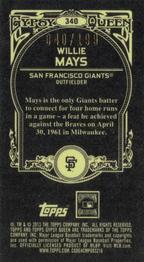 2013 Topps Gypsy Queen - Mini Black #340 Willie Mays Back