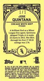 2013 Topps Gypsy Queen - Mini Leather #42 Jose Quintana Back