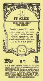 2013 Topps Gypsy Queen - Mini Leather #148 Todd Frazier Back
