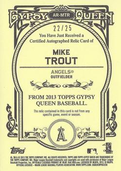 2013 Topps Gypsy Queen - Relic Autographs #AR-MTR Mike Trout Back