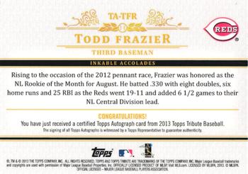 2013 Topps Tribute - Autographs Purple #TA-TFR Todd Frazier Back