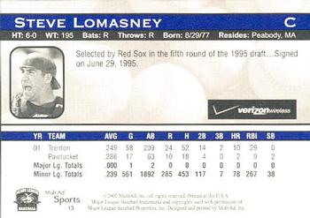 2002 MultiAd Trenton Thunder #13 Steve Lomasney Back