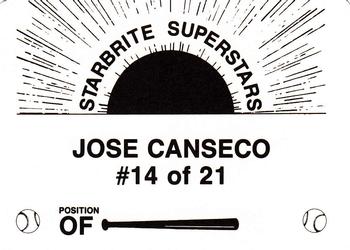 1988 Starbrite Superstars (unlicensed) #14 Jose Canseco Back