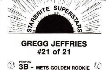 1988 Starbrite Superstars (unlicensed) #21 Gregg Jefferies Back