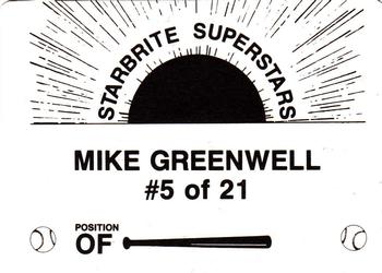 1988 Starbrite Superstars (unlicensed) #5 Mike Greenwell Back