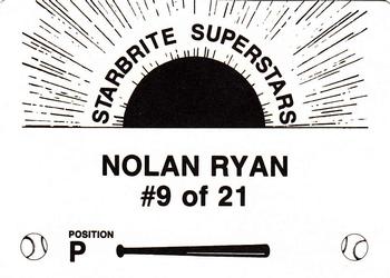 1988 Starbrite Superstars (unlicensed) #9 Nolan Ryan Back