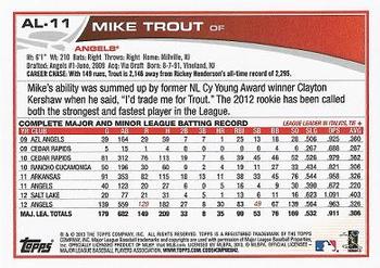 2013 Topps American League All-Stars #AL-11 Mike Trout Back