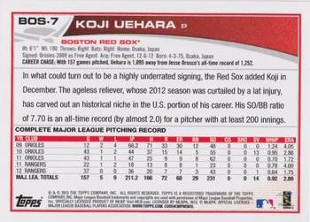 2013 Topps Boston Red Sox #BOS7 Koji Uehara Back