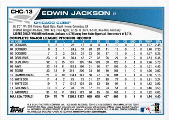 2013 Topps Chicago Cubs #CHC-13 Edwin Jackson Back