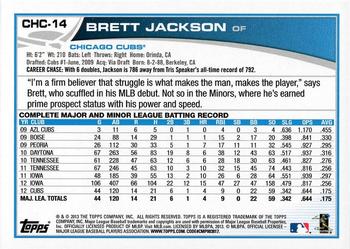 2013 Topps Chicago Cubs #CHC-14 Brett Jackson Back