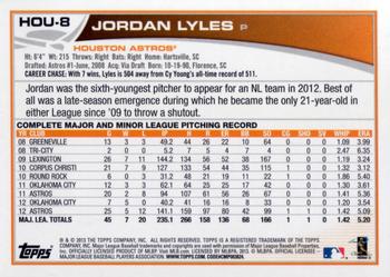 2013 Topps Houston Astros #HOU-8 Jordan Lyles Back