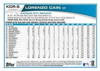 2013 Topps Kansas City Royals #KCR5 Lorenzo Cain Back