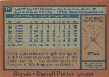 1978 Topps #19 Darrell Porter Back