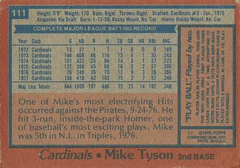 1978 Topps #111 Mike Tyson Back