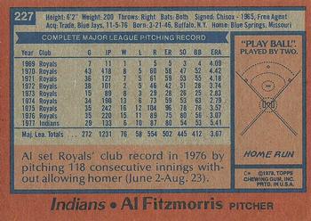 1978 Topps #227 Al Fitzmorris Back