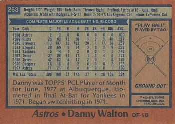 1978 Topps #263 Danny Walton Back