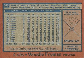 1978 Topps #585 Woodie Fryman Back