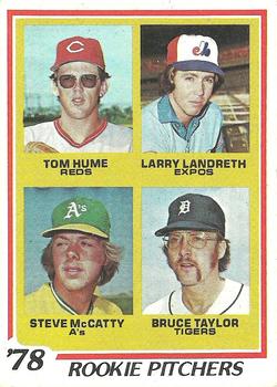 1978 Topps #701 1978 Rookie Pitchers (Tom Hume / Larry Landreth / Steve McCatty / Bruce Taylor) Front