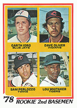 1978 Topps #704 1978 Rookie Second Basemen (Garth Iorg / Dave Oliver / Sam Perlozzo / Lou Whitaker) Front