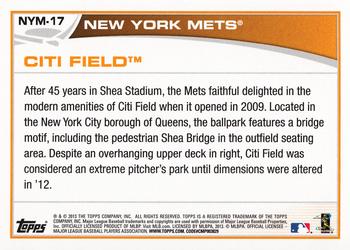 2013 Topps New York Mets #NYM17 Citi Field Back