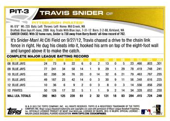 2013 Topps Pittsburgh Pirates #PIT3 Travis Snider Back