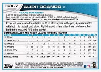 2013 Topps Texas Rangers #TEX7 Alexi Ogando Back