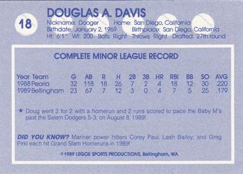 1989 Legoe Bellingham Mariners #18 Doug Davis Back