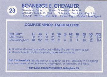 1989 Legoe Bellingham Mariners #23 Bonel Chevalier Back