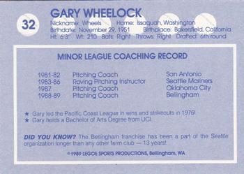 1989 Legoe Bellingham Mariners #32 Gary Wheelock Back