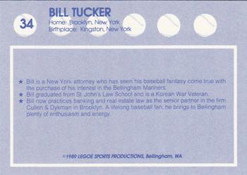 1989 Legoe Bellingham Mariners #34 Bill Tucker Back