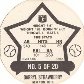 1989 Tetley Tea Discs #5 Darryl Strawberry Back