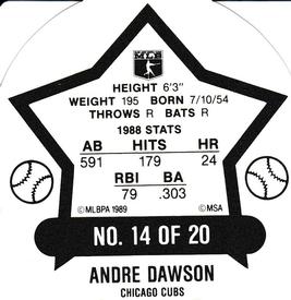 1989 Tetley Tea Discs #14 Andre Dawson Back