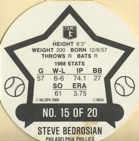 1989 Tetley Tea Discs #15 Steve Bedrosian Back
