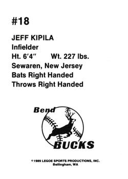 1989 Legoe Bend Bucks #18 Jeff Kipila Back