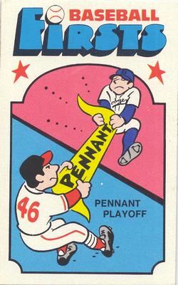 1976 Fleer Official Major League Patches - Baseball Firsts #32 Pennant Playoff Front