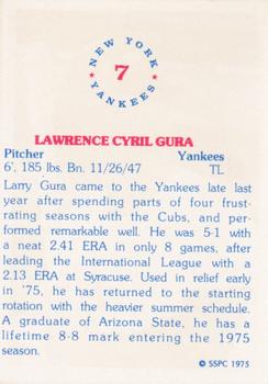 1975 SSPC New York Yankees #7 Larry Gura Back