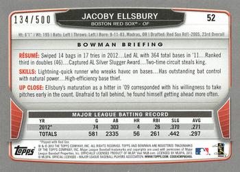2013 Bowman - Blue #52 Jacoby Ellsbury Back