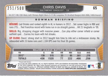 2013 Bowman - Blue #65 Chris Davis Back